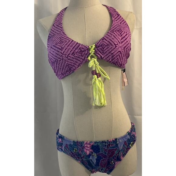 Victoria’s Secret REVERSIBLE Lace up Strappy BALI L+GEO KNOCKOUT M/L SWIM SUIT - Picture 2 of 13